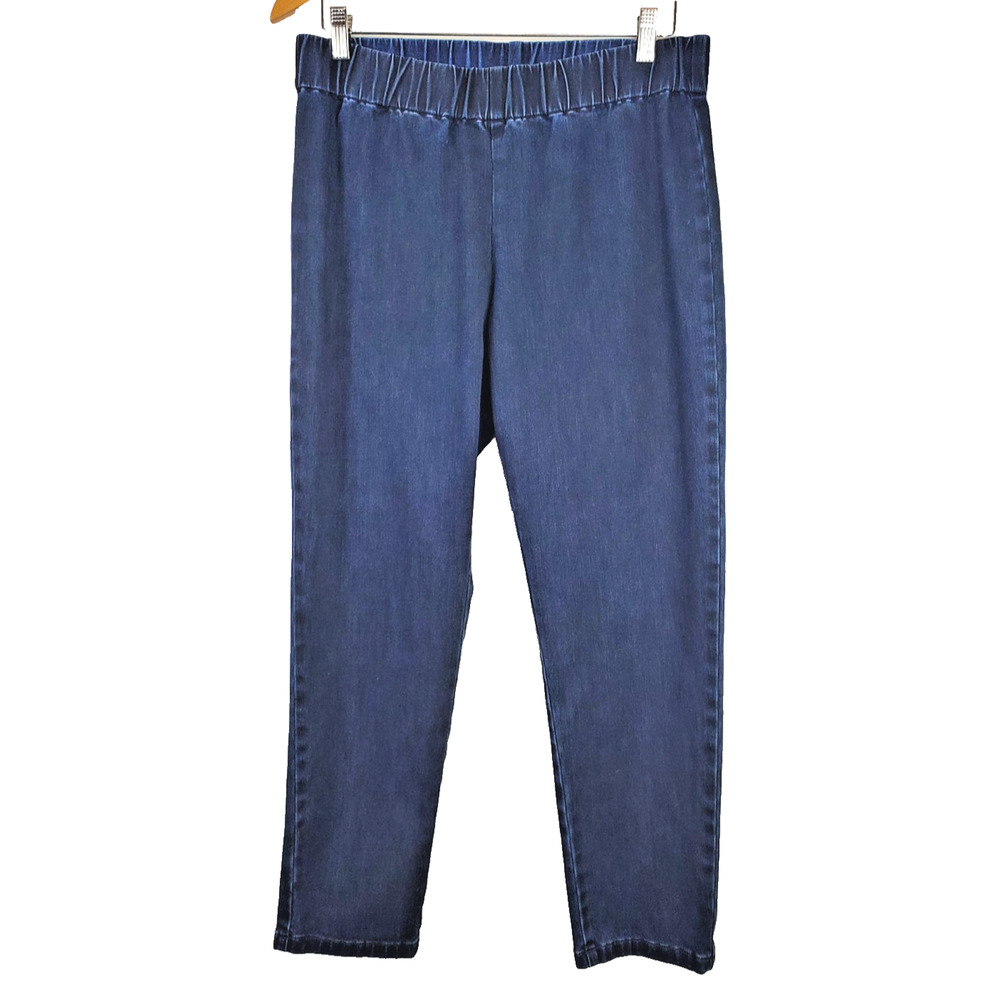 Soft Surroundings Womens Large Petite Skinny Jeans Pull On Stretch Dark‎ Wash